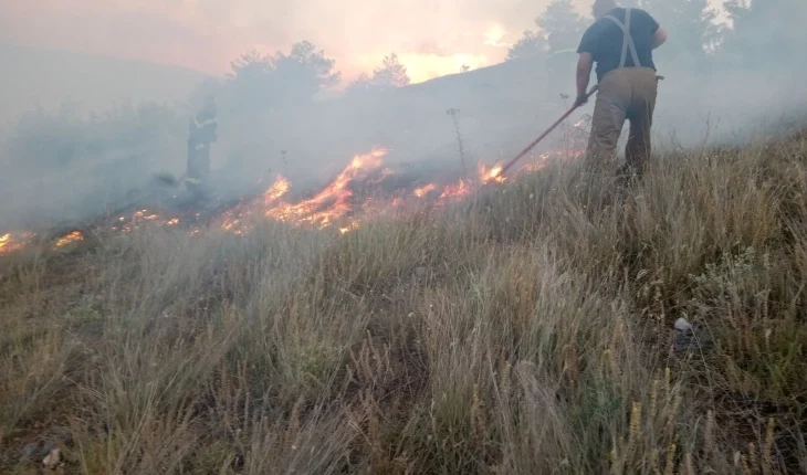 Zjarr në komunën e Krivogishtanit, në shuarjen është përfshirë edhe një helikopter policor
