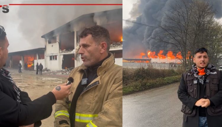 Flet komandanti i zjarrfiksave të Tetovës: Zjarri në depon Evrokom është me përmasa të mëdha, po punohet intesivisht për lokalizimin e zjarrit (VIDEO)