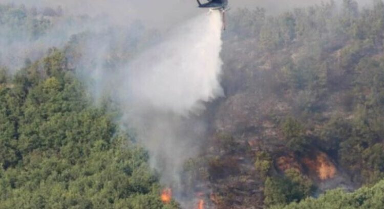 Me dy helikopterë po tentohet të shuhet zjarri në Ohër