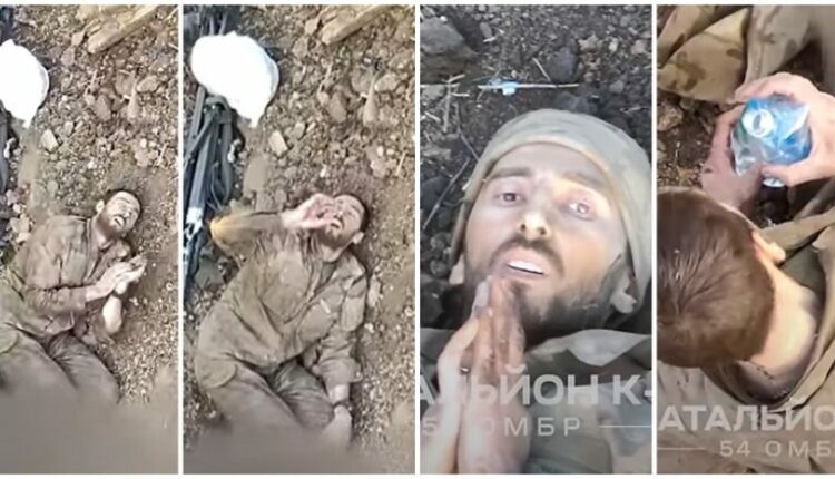 Operatori ukrainas i dronit i shpëton jetën ushtarit rus të plagosur! I hedhë shishen me ujë…