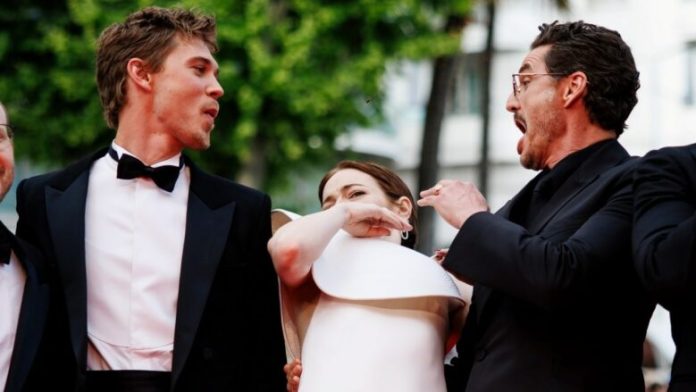 Emma Stone “sulmohet” nga një bletë në tapetin e kuq në Festivalin e Filmit në Kanë – ndërhyjnë Austin Butler dhe Pedro Pascal