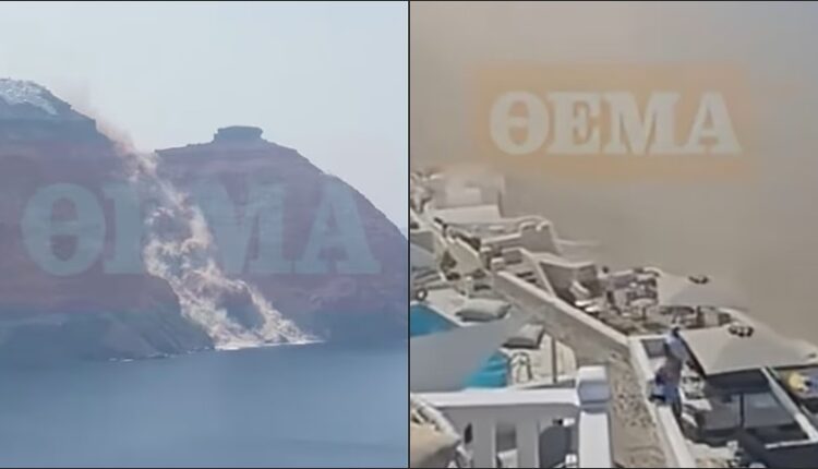Turistët të tmerruar, pamje të rrëshqitjes masive të dheut në një fshat të Santorini, Greqi (VIDEO)