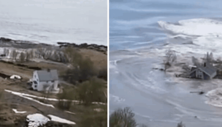 Toka zhduket nën dallgë në Norvegji – disa shtëpi përpihen nga deti (VIDEO)