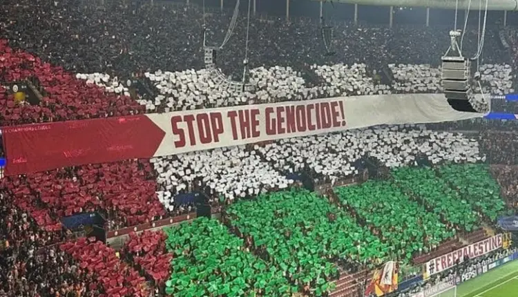 “Ndal gjenocidin”: Tifozët e Galatasarayt me banderolë gjigante në mbështetje të Palestinës