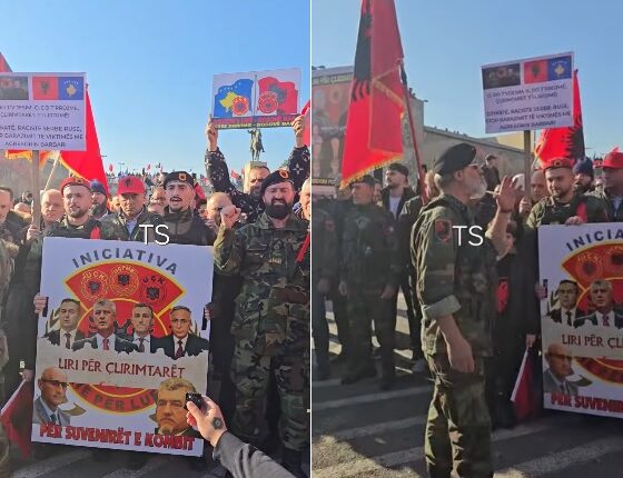 “UÇK, UÇK, UÇK!” – Tronditet Shkupi nga protesta masive në Sheshin Skënderbeu (VIDEO)
