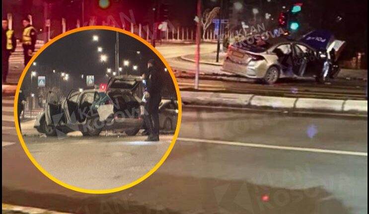 Katër të lënduar nga aksidenti mes veturës së Policisë dhe një taksie në Prishtinë