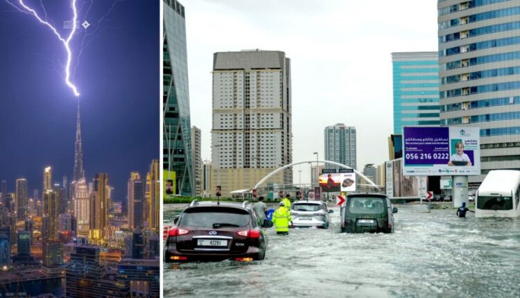 Stuhitë e forta përfshijnë Dubain, momenti kur rrufeja godet Burj Khalifan (FOTO)