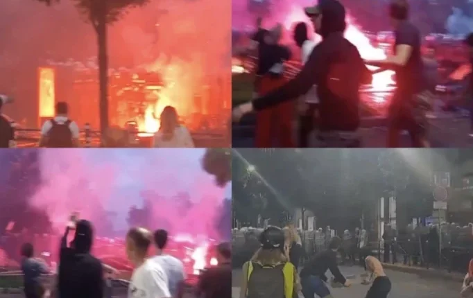 Përplasje të dhunshme mes protestuesve dhe policëve, rrugët e Beogradit për disa orë në kaos (VIDEO)