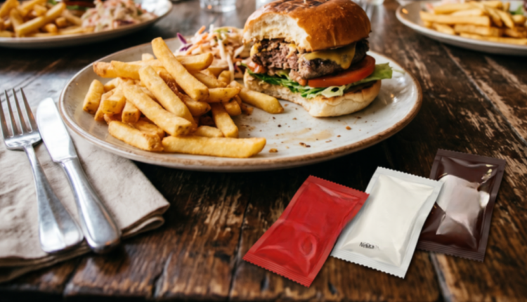 BE ndalon qeset e keçapit dhe majonezës për një përdorim në restorante