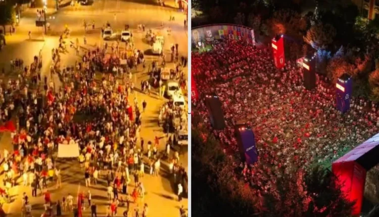 Rama publikon foto nga protesta dhe sheshi i tifozëve të ndeshjes Portugali-Spanjë: Kjo osht Tirona jonë e kontradiktës