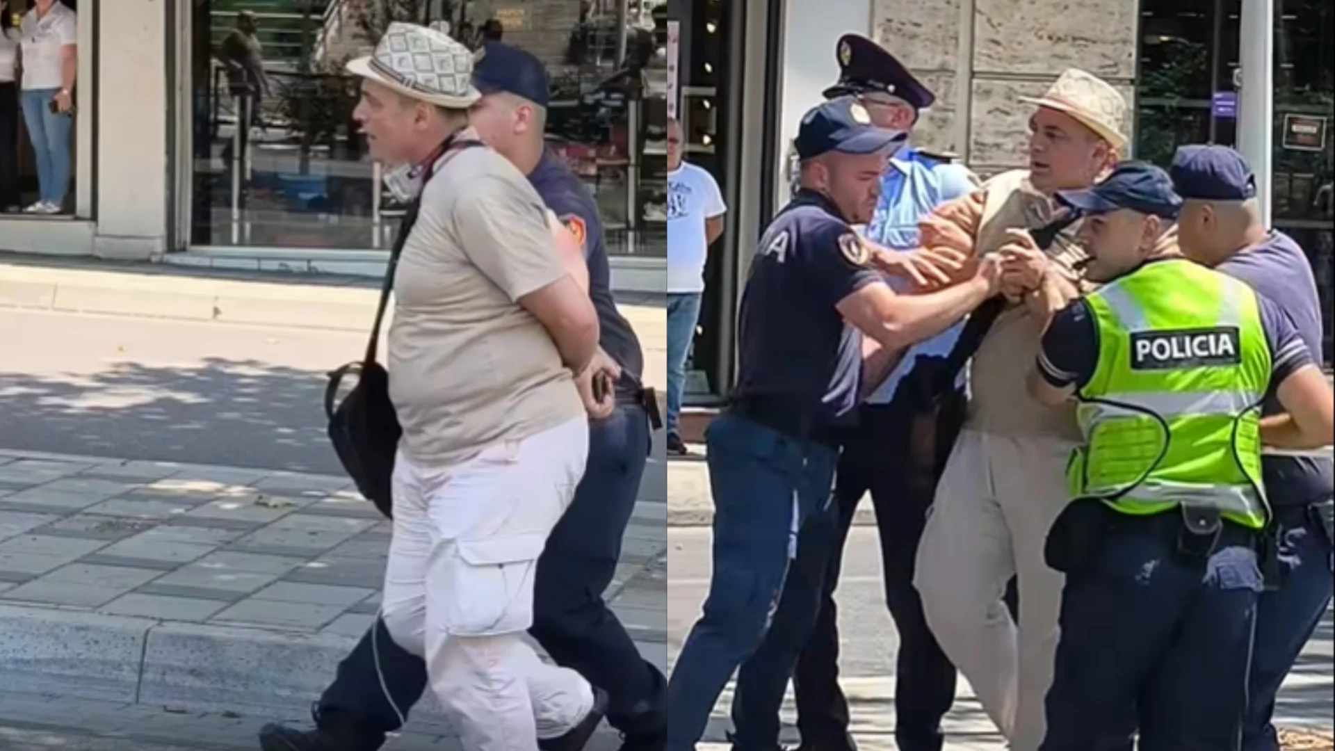 Protagonist në tensionet me policinë gjatë protestës para Kuvendit  shoqërohet aktivisti Altin Goxhaj