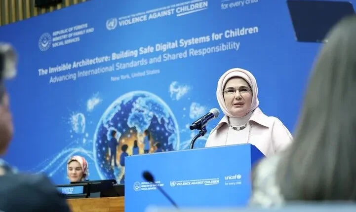 Zonja e Parë e Turqisë, Emine Erdogan foli në OKB mbi ndërtimin e sistemeve dixhitale të sigurta për fëmijët