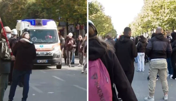 Tensione në protestë, nis hedhja e gurëve, lëndohet një gazetare