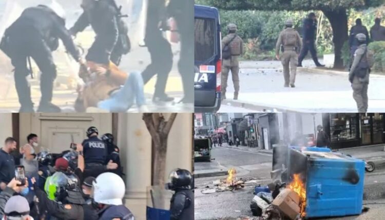 Policia qëllon me plu*ba gome, protesta e shpërndarë në disa zona. Forcat RENEA rrethojnë Kryeministrinë