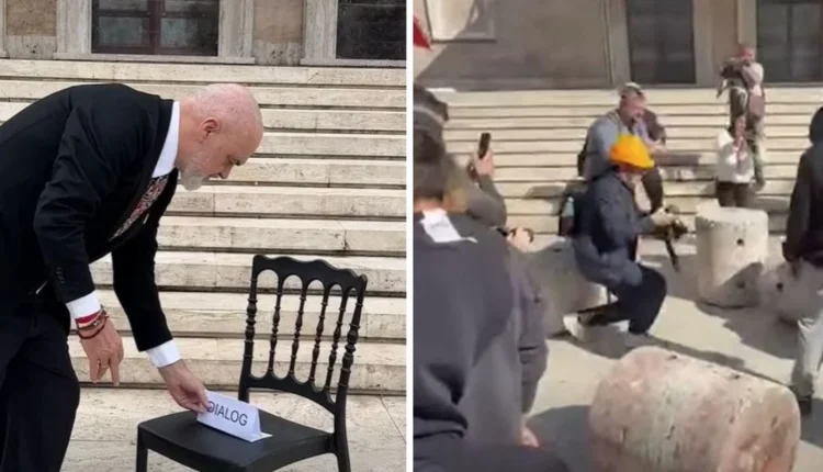 “Stolat” e betonit u rrokullisën në bulevard, Rama ironizon pedagogët dhe refuzimin e tyre për dialog: Erdhën përsëri…