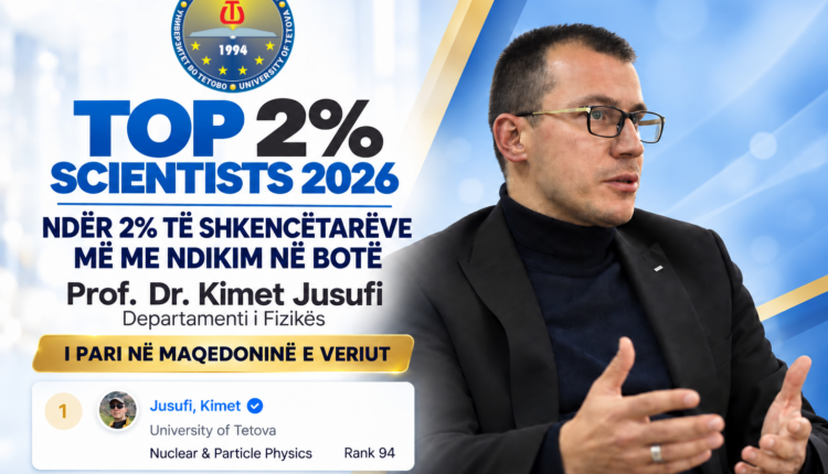 Profesori i Universitetit të Tetovës Kimet Jusufi renditet i pari në Maqedoninë e Veriut në listën “Top 2% Scientists 2026”