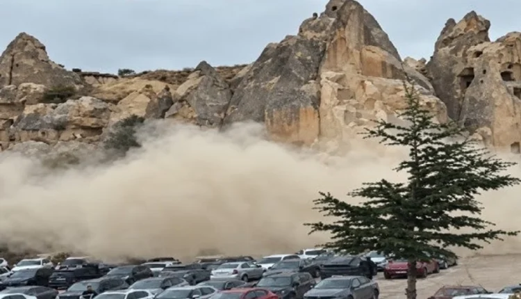 Moment i frikshëm në Turqi, shkëmbi bie mbi njerëzit (VIDEO)