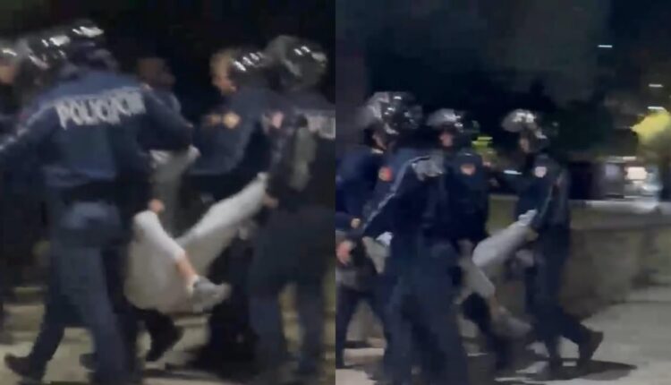 Pamje të rënda nga protesta në Tiranë, i riu me këmbë të thyer merret nga Policia (VIDEO)