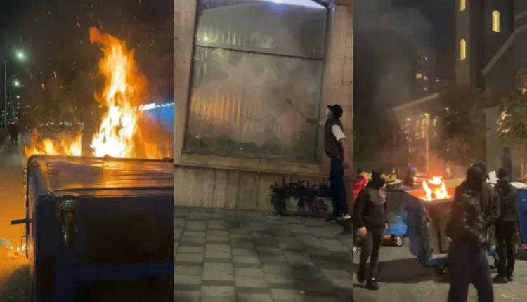 Protestuesit u vënë flakën kazanëve të mbeturinave dhe thyejnë xhamat e bizneseve, mes tyre një bankë e nivelit të dytë në Vasil Shanto