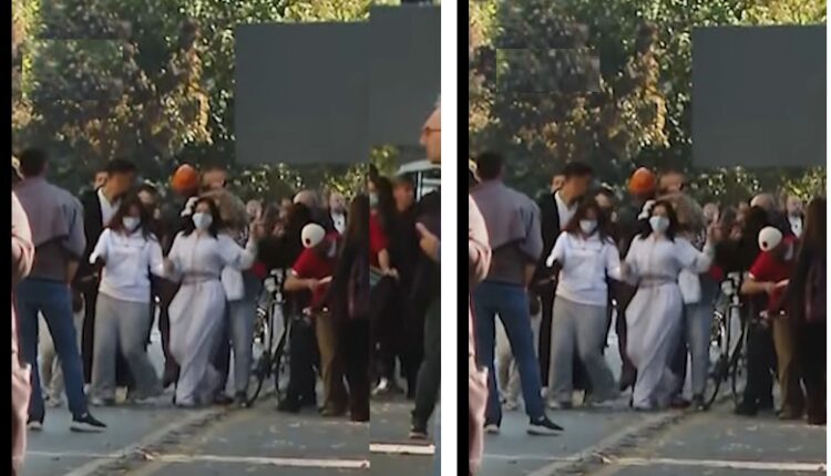 Nisi me këngë e valle, zgjat pak “festa” te Ministria e Arsimit, hidhen mjete piroteknike